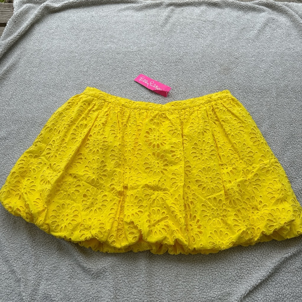 Lilly Pulitzer Bright Yellow Eyelet Bubble Skirt